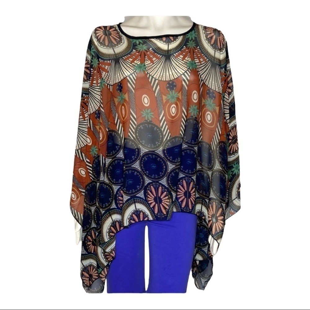 123 Boho Style Sheer Shirt Sz One Size
